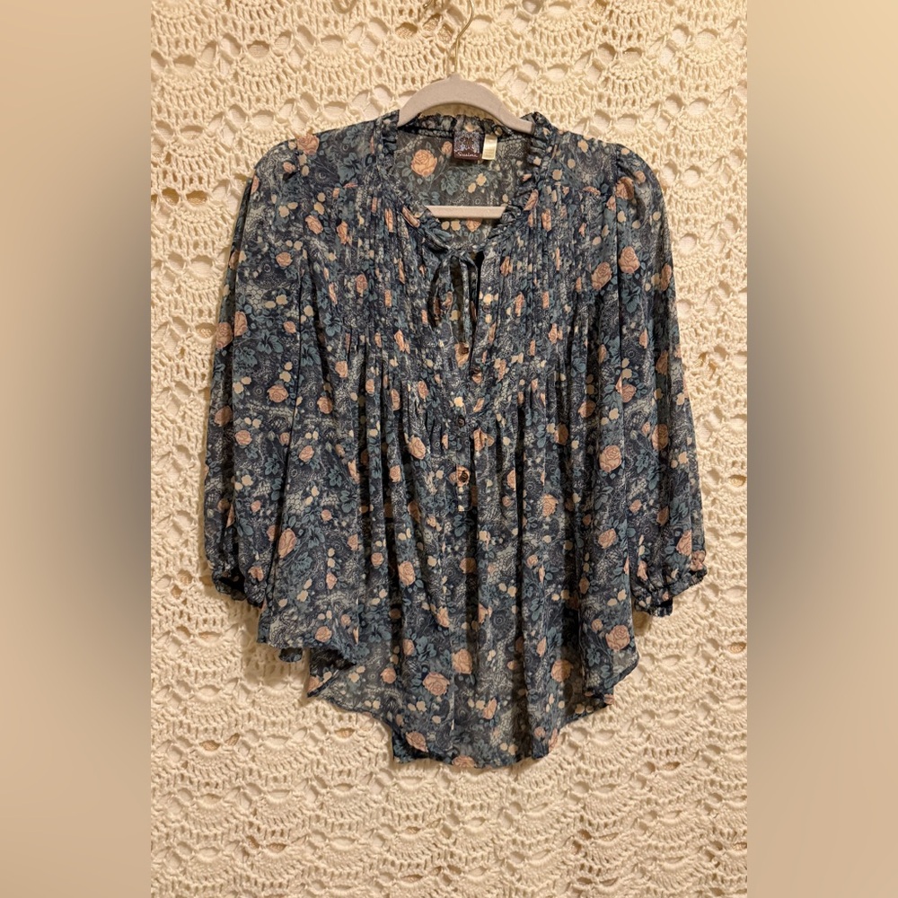 Bb005 // Y2K Susina floral rayon chiffon blouse // L